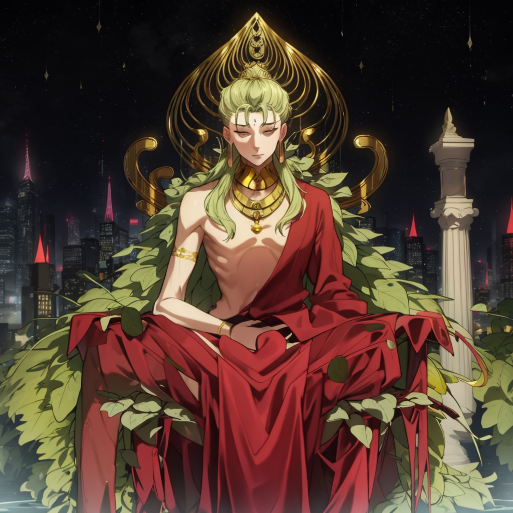 09901-3631590108-cityscape, street, _Buddha, 1boy, male focus, solo, water, pillar, long hair, sitting, blonde hair, night, throne, robe_,.png